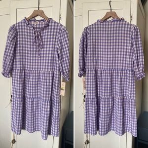 NWT Nanette Lepore Gingham Long Sleeve Tiered Dress